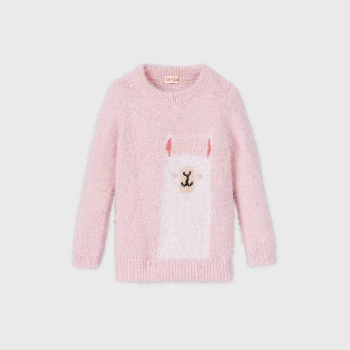 Toddler Girls' Llama Pullover Sweater - Cat & Jack Blush Pink