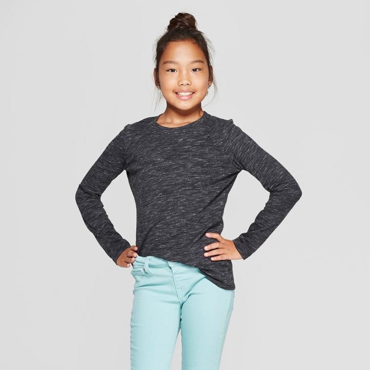 Girls' Long Sleeve T-shirt - Cat & Jack Black