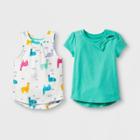 Toddler Girls' 2pc Short Sleeve T-shirt Set - Cat & Jack Green/white