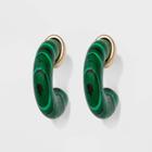 Semi-precious Stone With Matte Malachite Hoop Earrings - Universal Thread Green, Women's