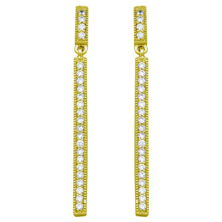 Prime Art & Jewel 18k Yellow Gold Plated Sterling Silver Lab Created White Sapphire Post Earrings, Girl's