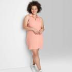 Women's Plus Size Sleeveless Knit Bodycon Polo Dress - Wild Fable Coral
