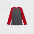 Boys' Long Sleeve Tech T-shirt - All In Motion Gray/red