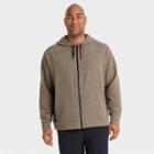 Men's Big & Tall Soft Gym Full Zip Hoodie - All In Motion Light Brown