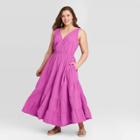 Women's Plus Size Sleeveless Tiered Dress - Universal Thread Pink