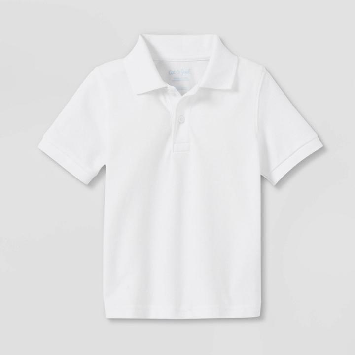 Toddler Boys' Pique Stain Release Uniform Polo Shirt - Cat & Jack White