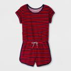 Girls' Short Sleeve Americana Stripes Knit Romper - Cat & Jack Red/blue