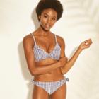 Women's Tie Front Gingham Bralette Bikini Top - Xhilaration Navy (blue) Gingham