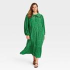 Women's Plus Size Balloon Long Sleeve Dress - Who What Wear Green Polka Dot