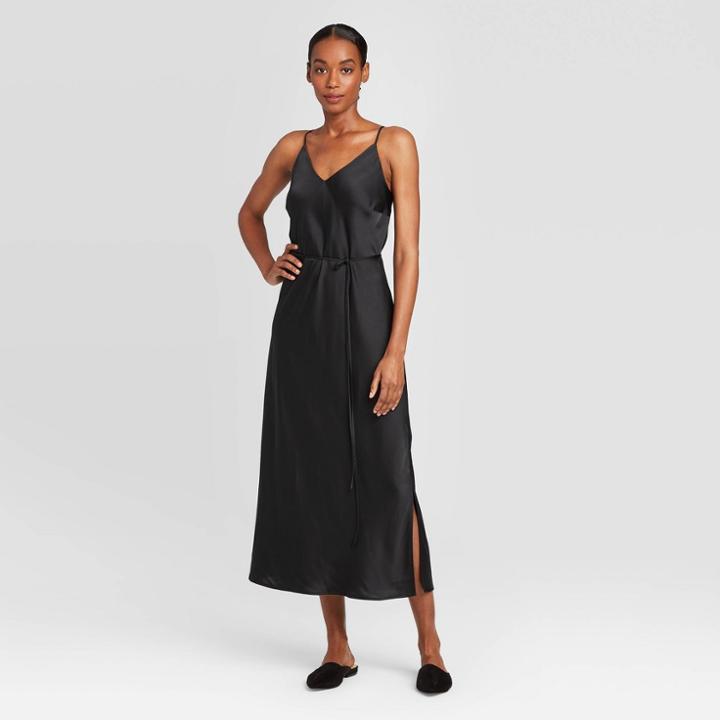 Women's Tie Waist Slip Dress - Prologue Black