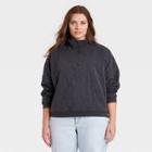 Women's Plus Size Quarter Zip Quilted Pullover Sweatshirt - Universal Thread Charcoal Gray