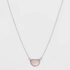 Sterling Silver With Rose Quartz Half Moon Station Necklace - Universal Thread Silver, Women's, Pink
