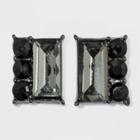 Button Square Stud Earrings - A New Day Black, Women's