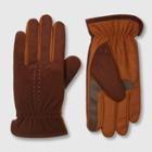 Isotoner Men's Handwear Gathered Wrist Microsuede Gloves - Brown