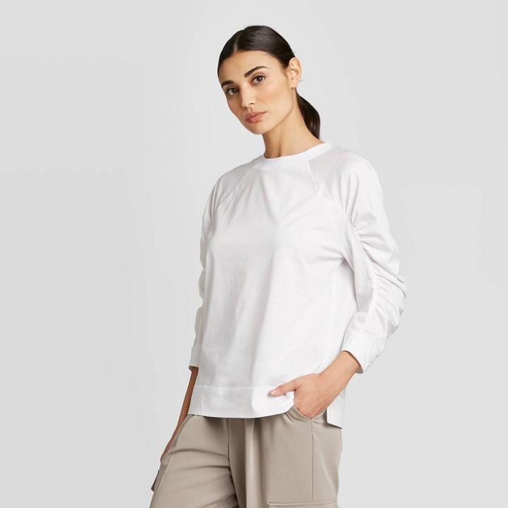 Women's Long Sleeve Crewneck T-shirt - Prologue White