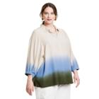 Women's Plus Size Dip-dye Long Sleeve Button-down Blouse - Rachel Comey X Target Blue/green