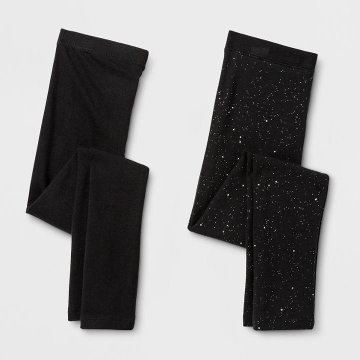 Girls' 2pk Leggings - Cat & Jack Black/black