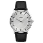 Men's Timex Metropolitan Watch With Leather Strap - Silver/black,