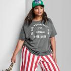 Women's Plus Size Ascot + Hart Motorcycle Club Short Sleeve Graphic Boyfriend T-shirt - Gray