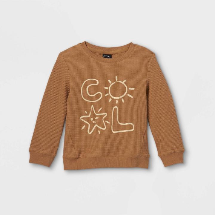 Toddler Boys' 'cool' Fleece Waffle Sweatshirt - Art Class Brown
