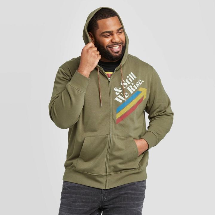 Well Worn Men's Big & Tall & Still We Rise Fleece Hooded Sweatshirt - Green