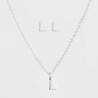 Sterling Silver Initial L Earrings And Necklace Set - A New Day Silver, Girl's, Size: Large,