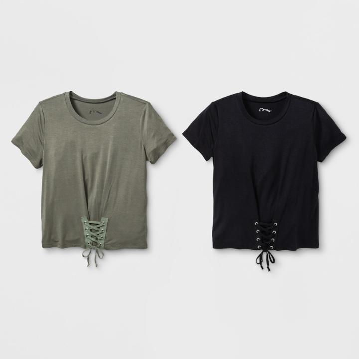 Target Girls' Corset 2pk Short Sleeve T-shirt - Art Class Green/black