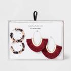 Sugarfix By Baublebar Mixed Media Hoop Earring Gift Set - Burgundy/blonde Tortoise, Women's, Size: Small, Red/yellow Green