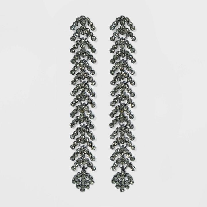 Glass Linear Earrings - A New Day Black, Women's