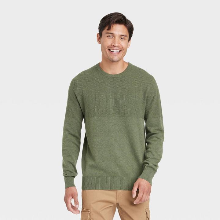 Men's Striped Crew Neck Pullover - Goodfellow & Co Green