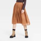 Women's Pleated Midi Skirt - A New Day Bronze