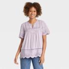 Women's Short Sleeve Eyelet Shirt - Knox Rose