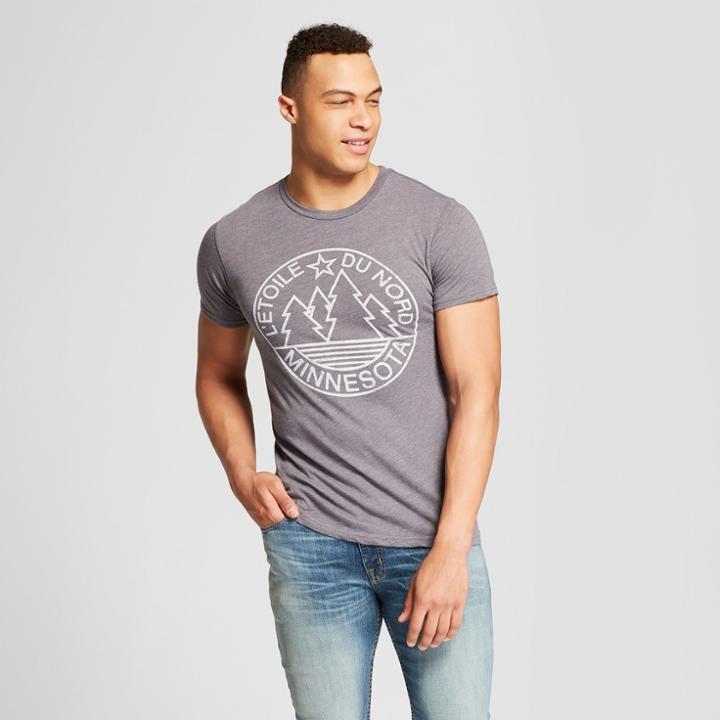 Petitemen's Minnesota L'etoile Du Nord Short Sleeve Crew Neck T-shirt - Awake - Charcoal