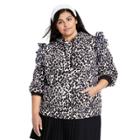 Women's Plus Size Leopard Print Ruffle Hooded Sweatshirt - Sandy Liang X Target Black