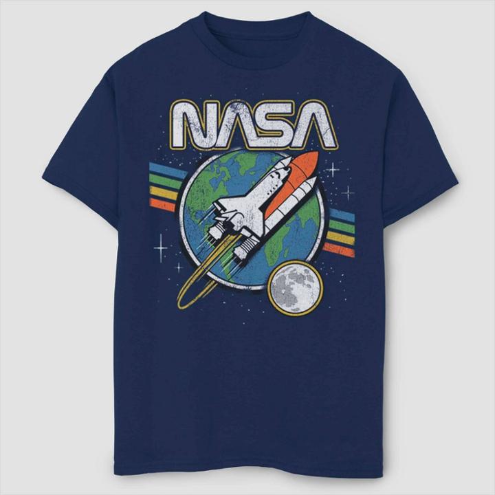 Fifth Sun Boys' Nasa Retro Blast Logo Off T-shirt - Navy