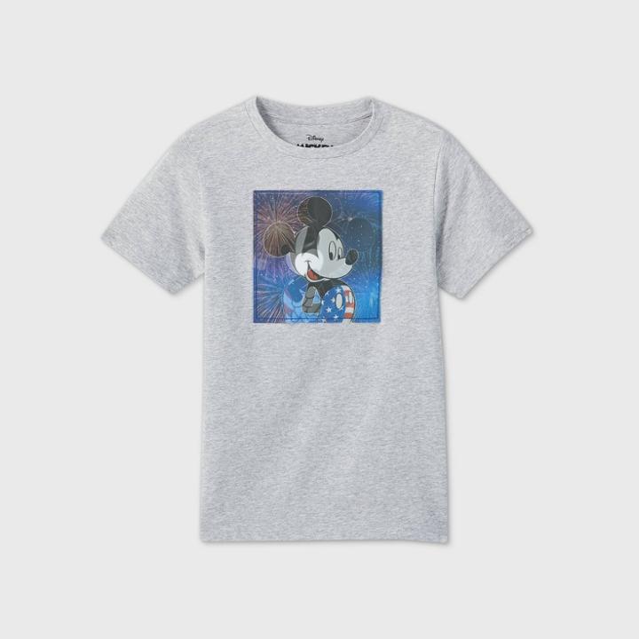 Petiteboys' Short Sleeve Disney Mickey Mouse Lenticular Applique T-shirt - Gray