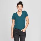Women's Monterey Pocket V-neck Short Sleeve T-shirt - Universal Thread Teal (blue)