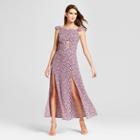 Women's Floral Print Ruffle Sleeve Maxi Dress - Love @ First Sight (juniors') Pink/blue Xl,