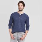 Men's Standard Fit Long Sleeve Button-down Henley T-shirt - Goodfellow & Co Xavier Navy