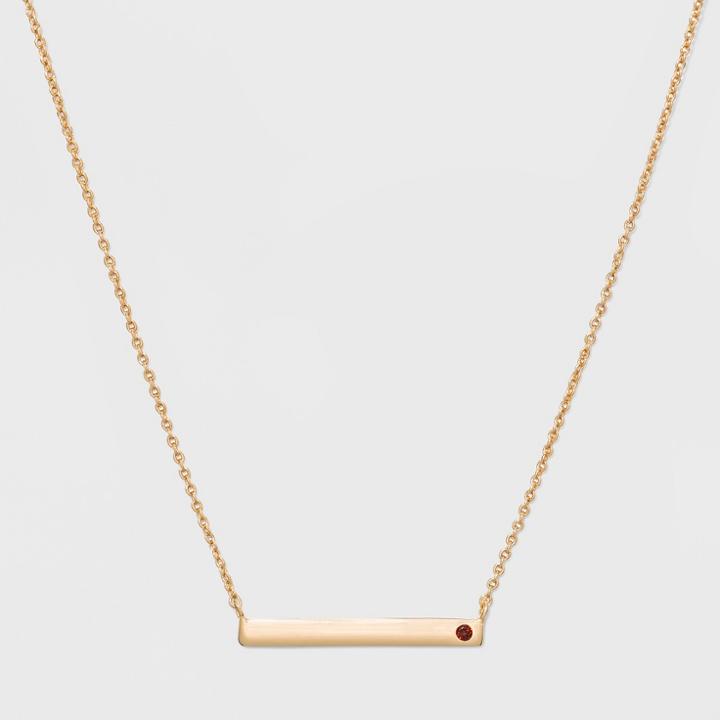 Silver Plated Faux Garnet Bar Necklace - A New Day Gold