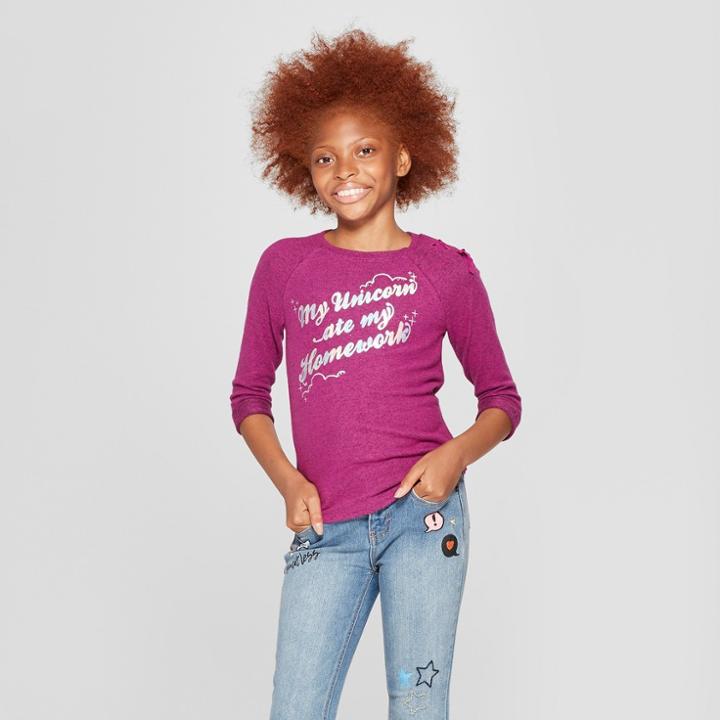 Girls' My Unicorn Ate My Homework Cozy Pullover - Cat & Jack Red