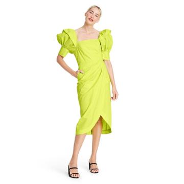Puff Sleeve Faux Wrap Dress - Christopher John Rogers For Target Yellow