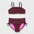 Girls' Striped 2pc Bikini Set - Art Class Xs, Pink/blue/yellow