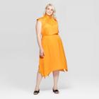 Women's Plus Size Sleeveless High Neck Back Button Blouse - Who What Wear Gold