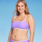 Women's Colorblock Square Neck Bralette Bikini Top - Wild Fable Hot Grape