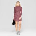 Women's Long Sleeve Twist Front Hacci Knit Dress - Xhilaration Burgundy (red)