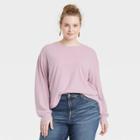 Women's Plus Size Long Sleeve Boxy T-shirt - Universal Thread Purple