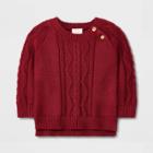 Baby Cable Pullover Sweater - Cat & Jack Maroon Newborn, Red