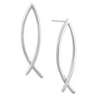 Distributed By Target Women's Button Post Drop Earring Sterling Silver Fish Shape Frontal -