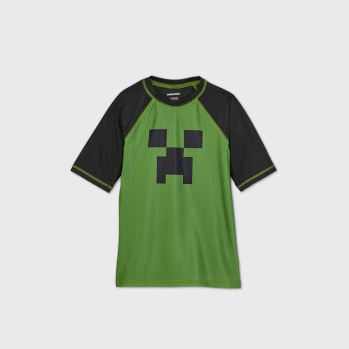 Boys' Minecraft Rash Guard Swim Shirt - Green